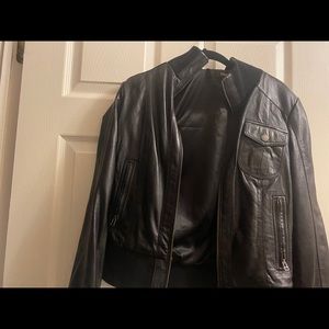 black real leather jacket